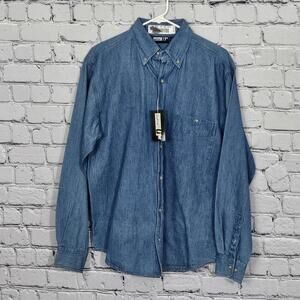 2/$20 Unifirst Blue Denim Button Front Long Sleeve Shirt Size S | Workwear